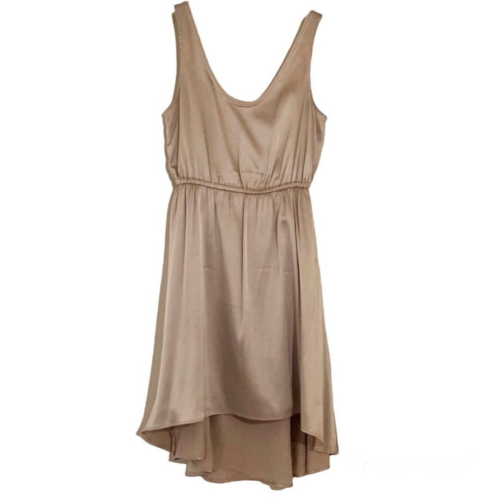 OBAKKI Champagne Sleeveless Hi-Lo Silk Blend Dress 2